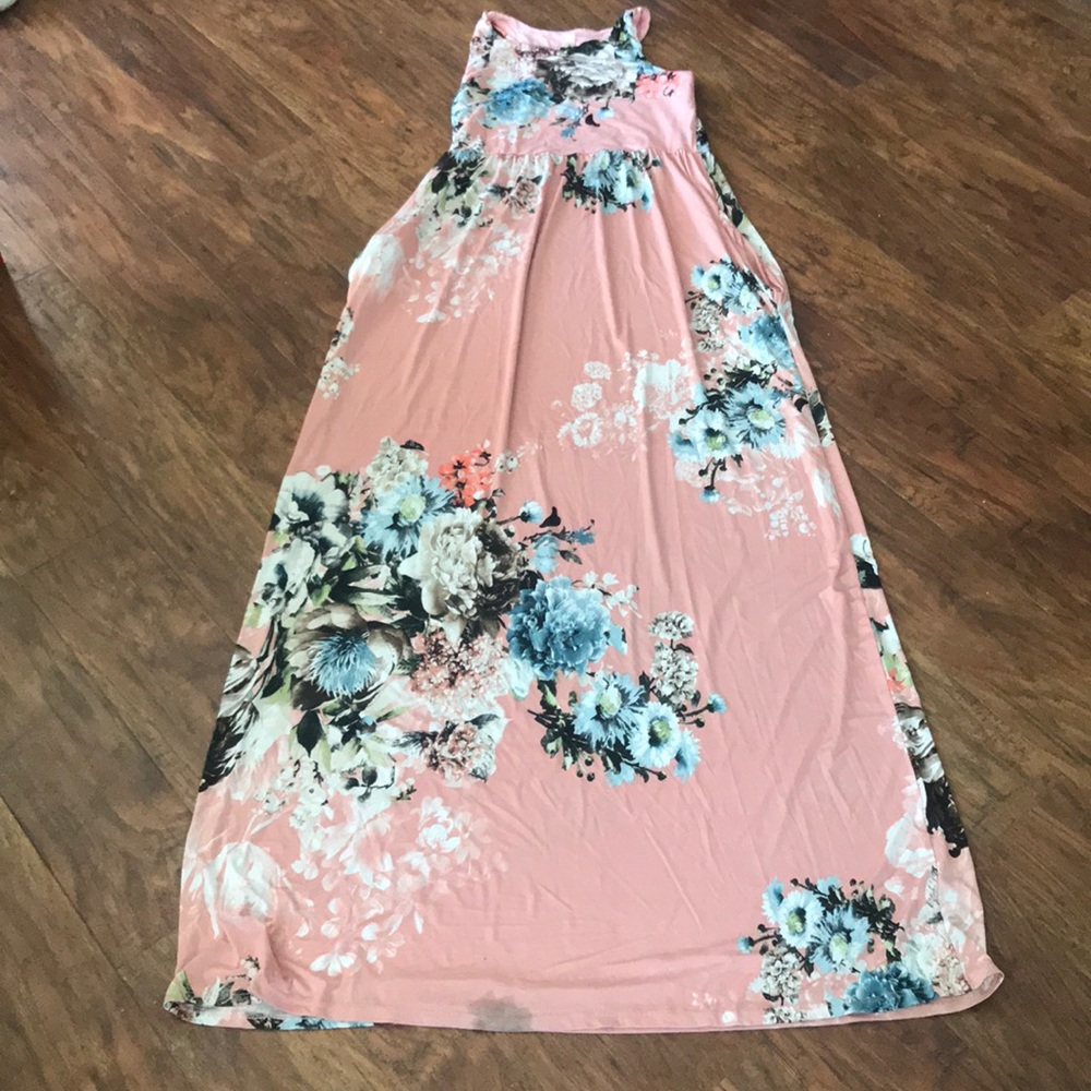 Pink Floral Maxi Dress. Size M.